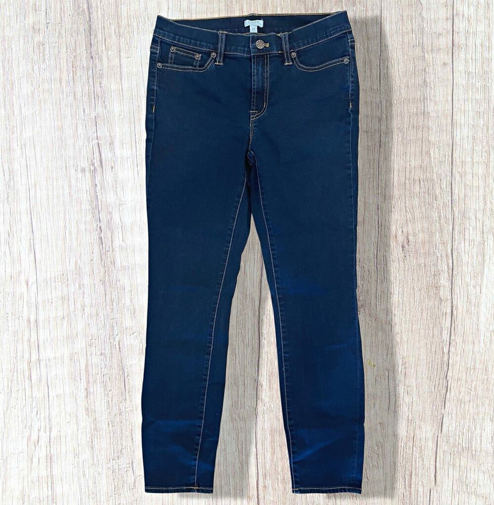 EUC J.CREW Women Ankle Dark Blue Wash Super Skinny Stretch 5-Pocket Mid Rise s27